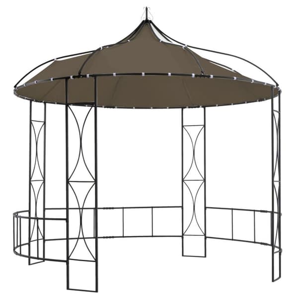 vidaXL Paviljong 300x290 cm gråbrun rund