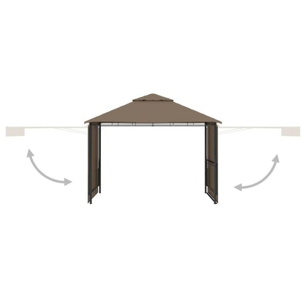 vidaXL Paviljong med doble utvidbare tak 3x3x2,75 m gråbrun 180 g/m²