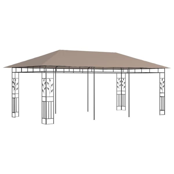 vidaXL pavillon med myggenet 6x3x2,73 m 180 g/m² gråbrun
