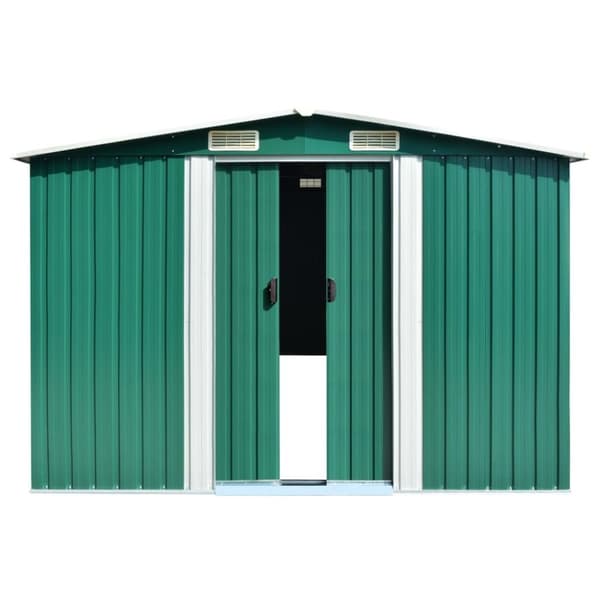 vidaXL Trädgårdsskjul grön 257x779x181 cm galvaniserat stål