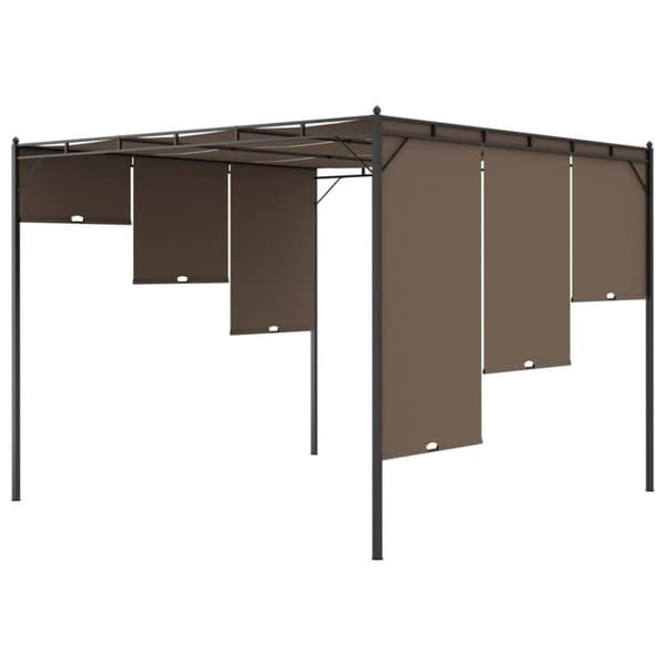vidaXL havepavillon med gardin 3x3x2,25 m gråbrun