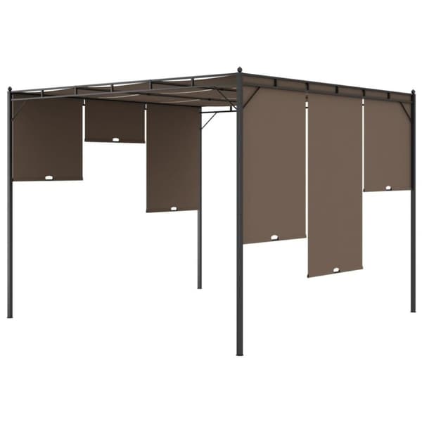 vidaXL havepavillon med gardin 3x3x2,25 m gråbrun