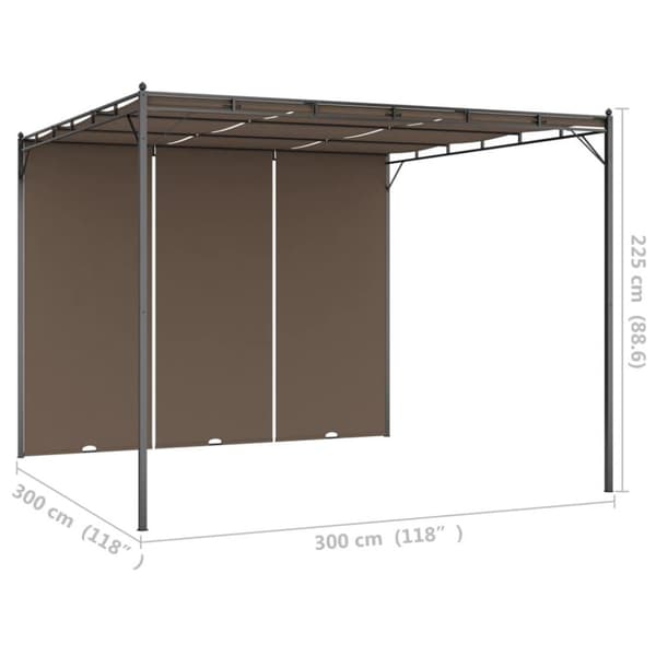 vidaXL havepavillon med gardin 3x3x2,25 m gråbrun