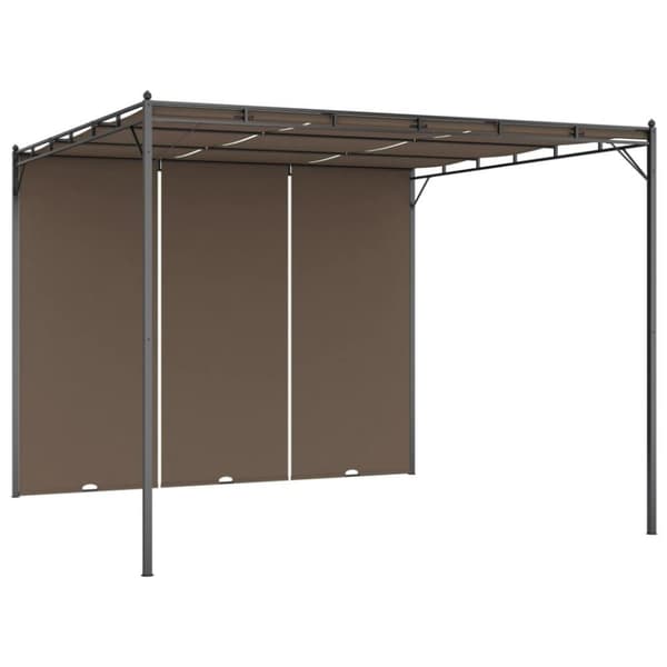 vidaXL havepavillon med gardin 3x3x2,25 m gråbrun