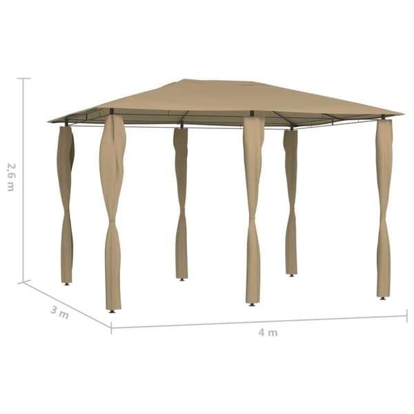 vidaXL Huvimaja sivuseinillä 3x4x2,6 m harmaanruskea 160 g/m²
