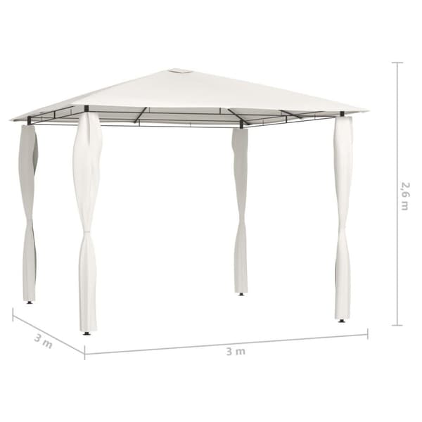 vidaXL Paviljong med stolpetrekk 3x3x2,6 m krem 160 g/m²