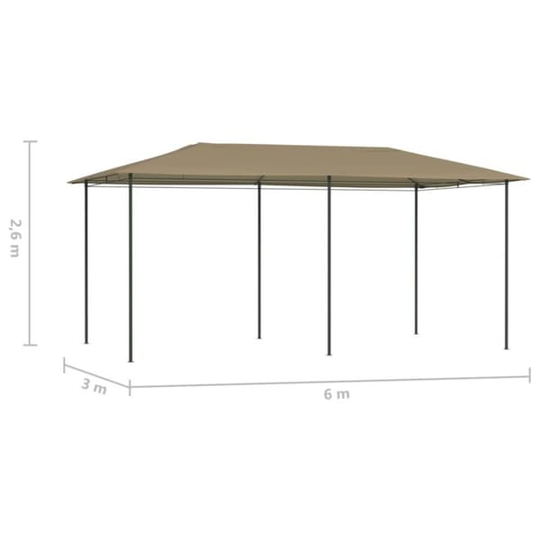 vidaXL Paviljong 2,98x5,3x2,59 m gråbrun 160 g/m²