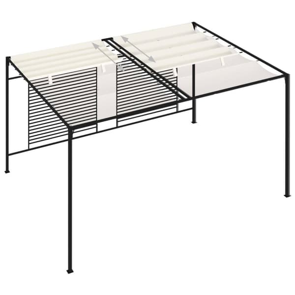 vidaXL havepavillon med udtrækkeligt tag 3x4x2,3 m 180 g/m² creme
