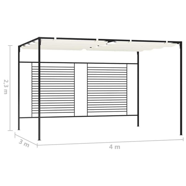 vidaXL Paviljong med uttrekkbart tak 3x4x2,3 m kremhvit 180 g/m²