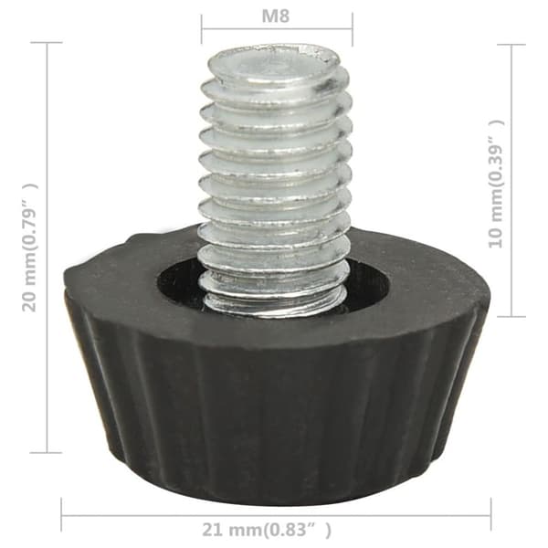 vidaXL 315594  Adjustable Furniture Feet M8 18 pcs Black