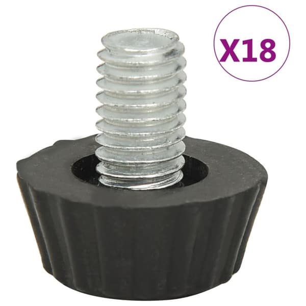 vidaXL 18 stk. justérbare møbelsko M8 sort