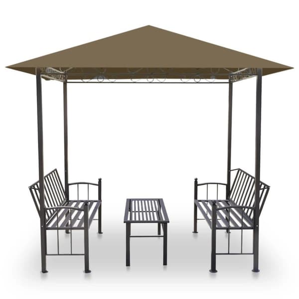 vidaXL havepavillon med bord og bænke 2,5x1,5x2,4 m 180 g/m² gråbrun