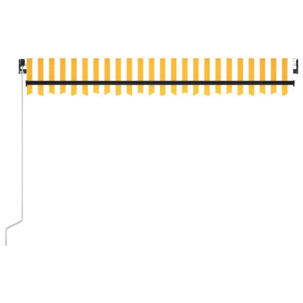 vidaXL Manuaalisesti sisäänkelattava markiisi 450x300cm keltavalkoinen