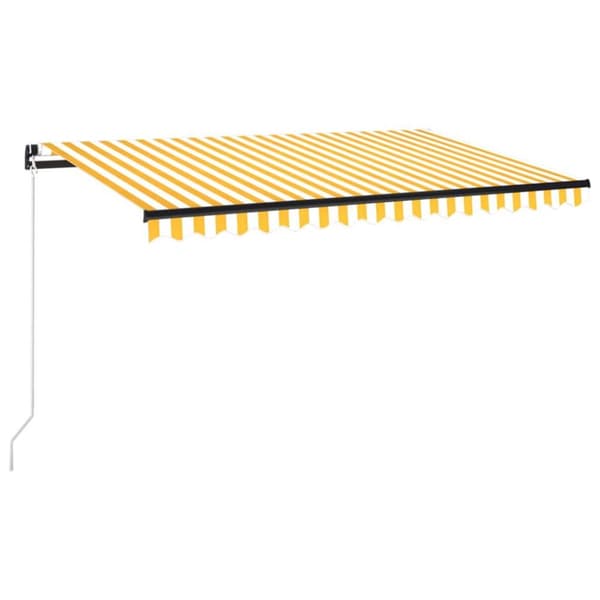 vidaXL Manuell uttrekkbar markise 450x300 cm gul og hvit