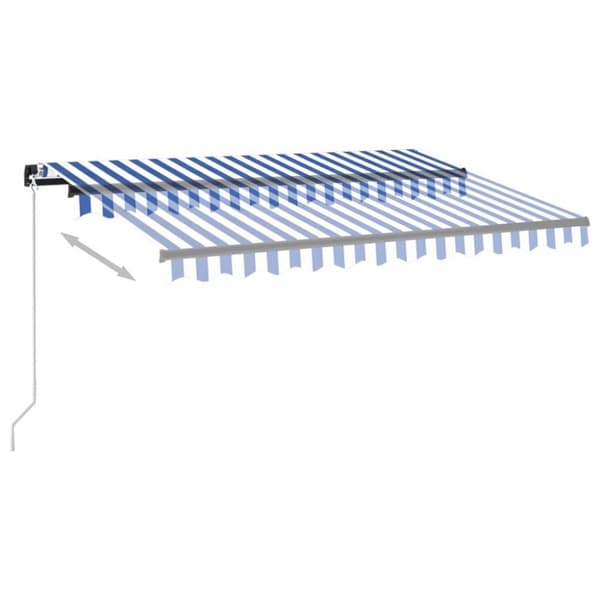vidaXL Manuell uttrekkbar markise med LED 350x250 cm blå og hvit
