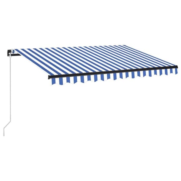 vidaXL Manuell uttrekkbar markise med LED 350x250 cm blå og hvit