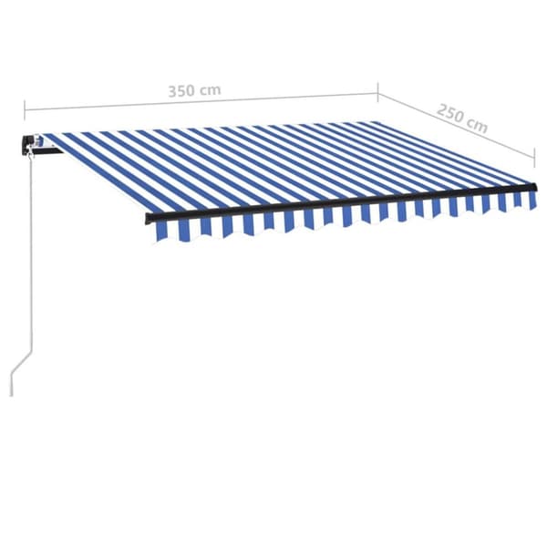 vidaXL markise m. LED-lys 350x250 cm manuel betjening blå og hvid