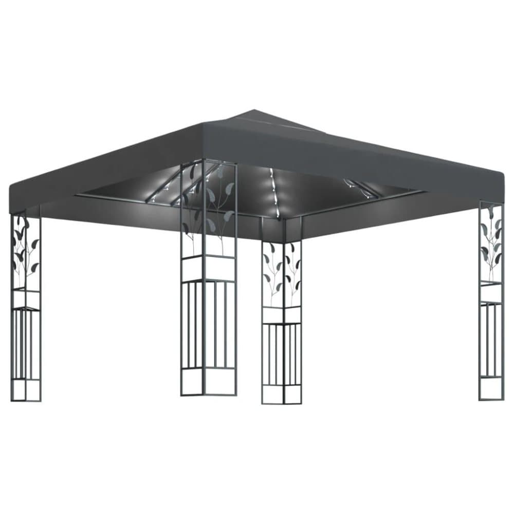 vidaXL Paviljong med ljusslinga LED 3x3 m antracit