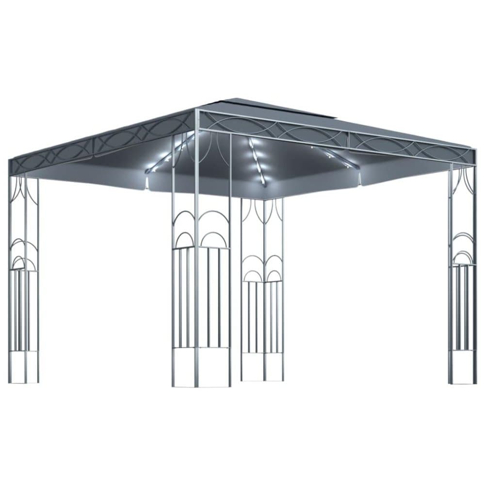 vidaXL Paviljong med ljusslinga LED 300x300 cm antracit