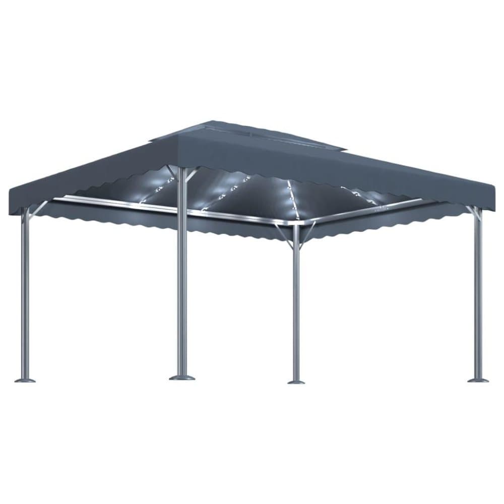 vidaXL Paviljong med ljusslinga LED 400x300 cm antracit aluminium