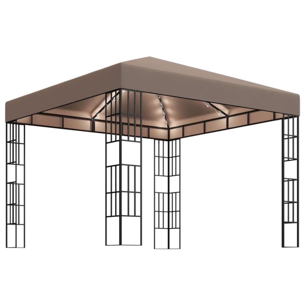 vidaXL Paviljong med ljusslinga LED 3x3 m taupe