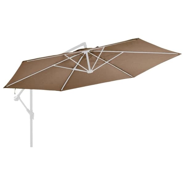 vidaXL Erstatningsstoff for hengeparasoll gråbrun 350 cm