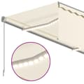 Miniatyrbilde 5 av 9: vidaXL Manuell uttrekkbar markise rullegardin og LED 4x3 m kremhvit