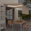 Miniatyrbilde 9 av 9: vidaXL Manuell uttrekkbar markise rullegardin og LED 4x3 m kremhvit