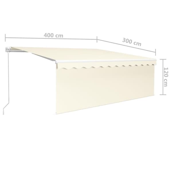 vidaXL Manuell uttrekkbar markise rullegardin og LED 4x3 m kremhvit