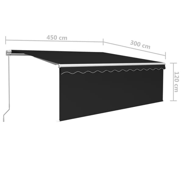 vidaXL Manuell uttrekkbar markise rullegardin og LED 4,5x3 m antrasitt