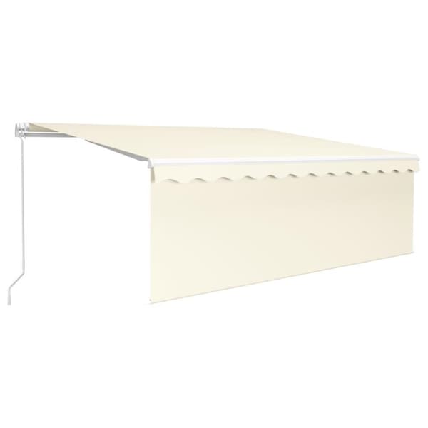 vidaXL markise m. gardin + LED 4x3 m manuel betjening cremefarvet