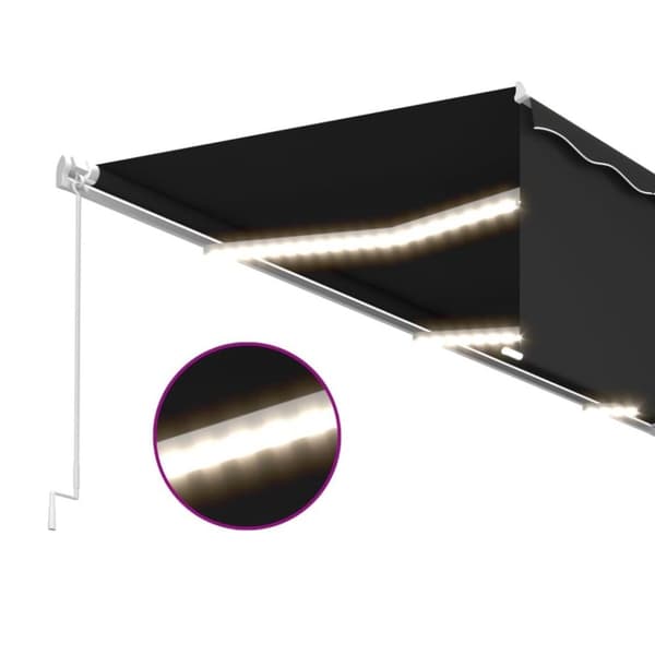 vidaXL Manuell uttrekkbar markise med rullegardin LED 6x3 m antrasitt