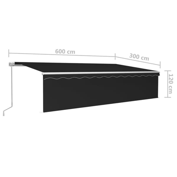 vidaXL Manuell uttrekkbar markise med rullegardin LED 6x3 m antrasitt