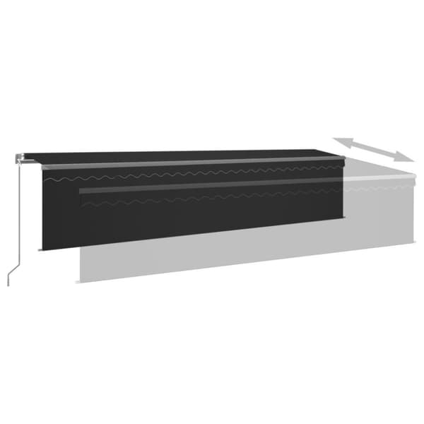 vidaXL Manuell markis med rullgardin och LED 6x3m antracit