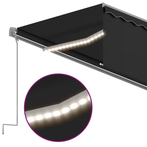 vidaXL Manuell markis med rullgardin och LED 6x3m antracit