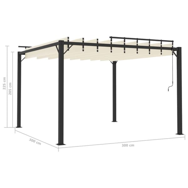 vidaXL Paviljong med lamelltak 3x3 m kremhvit stoff og aluminium
