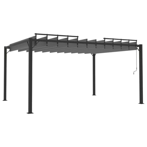 vidaXL Paviljong med lamelltak 3x4 m antracit tyg och aluminium