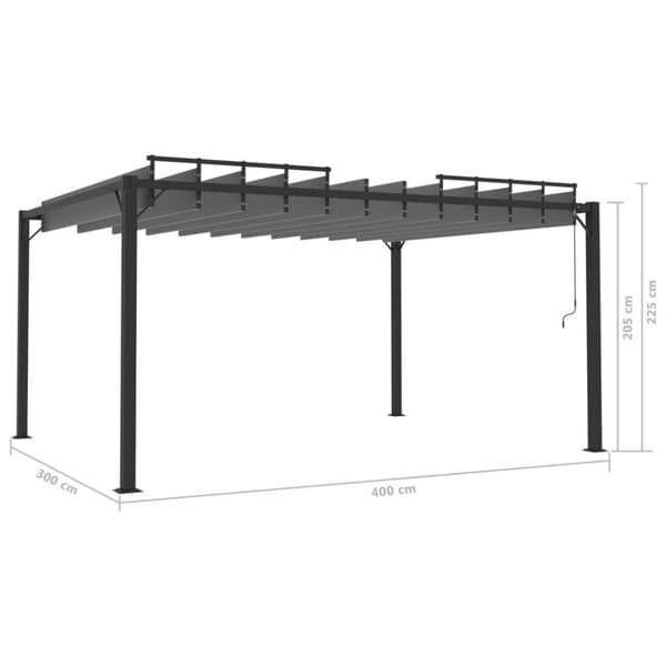 vidaXL Paviljong med lamelltak 3x4 m antracit tyg och aluminium