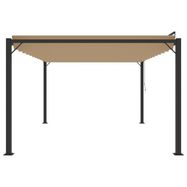 vidaXL Paviljong med lamelltak 3x4 m taupe tyg och aluminium