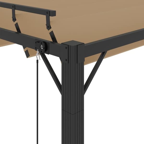 vidaXL Paviljong med lamelltak 3x4 m taupe tyg och aluminium