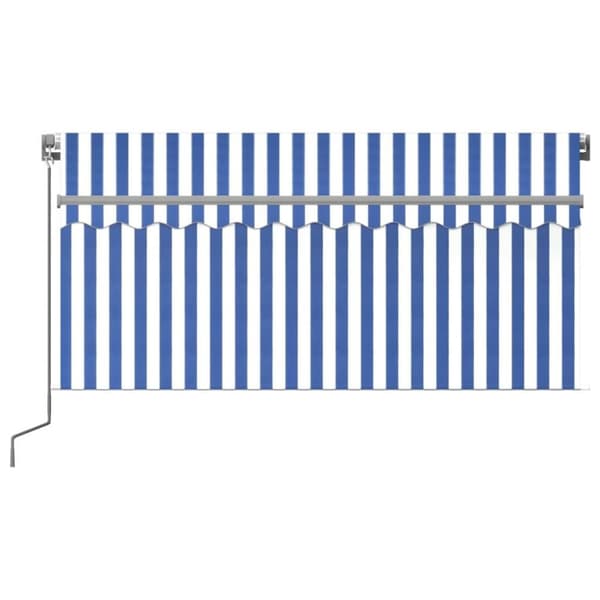 vidaXL Käsin sisäänkelattava markiisi verho/LED 3,5x2,5 m sinivalk.