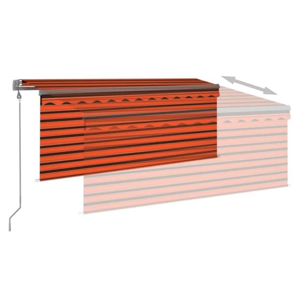 vidaXL markise m. gardin 3,5x2,5 m automatisk betjening orange og brun