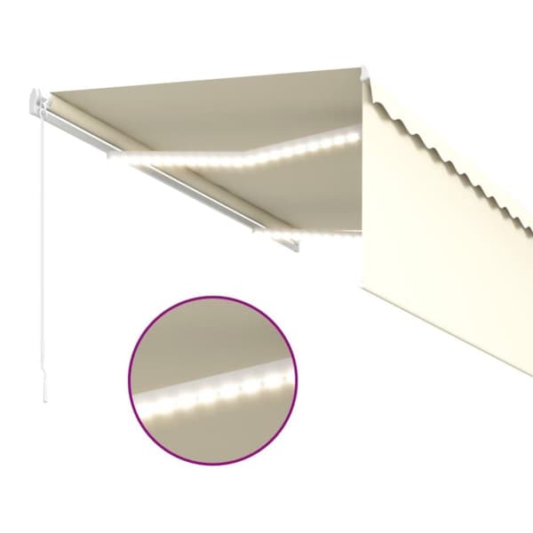 vidaXL Manuell uttrekkbar markise med rullegardin&LED 3x2,5 m kremhvit
