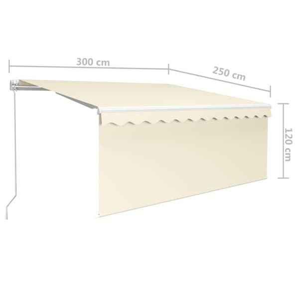 vidaXL Manuell uttrekkbar markise med rullegardin&LED 3x2,5 m kremhvit