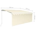 Miniatyrbilde 7 av 9: vidaXL Manuell uttrekkbar markise med rullegardin&LED 3x2,5 m kremhvit