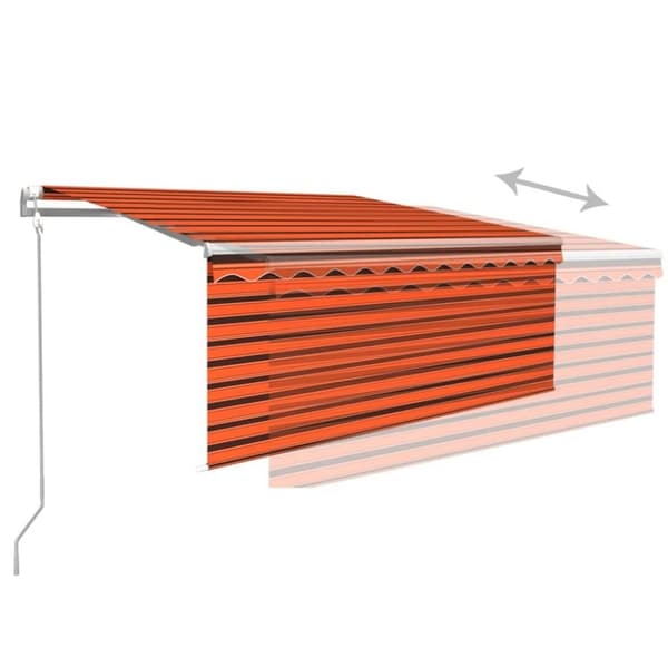 vidaXL markise m. gardin 3,5x2,5 m automatisk betjening orange og brun