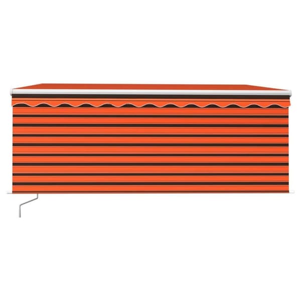 vidaXL markise m. gardin + LED 3,5x2,5 m manuel betjening orange/brun
