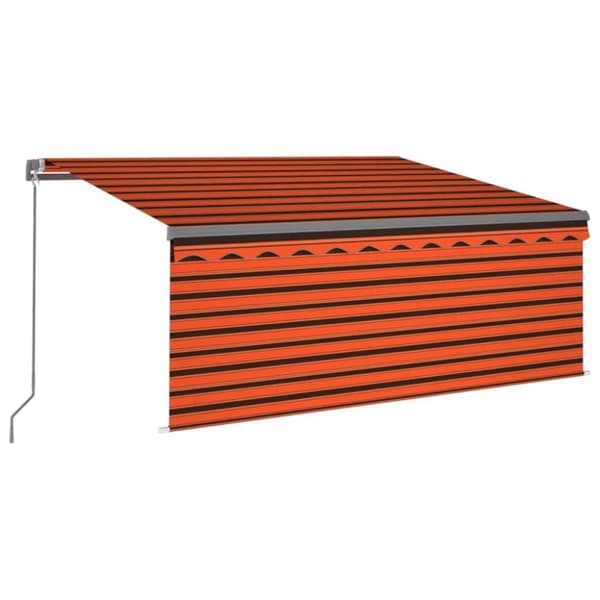 vidaXL markise m. gardin + LED 3x2,5 m manuel betjening orange og brun