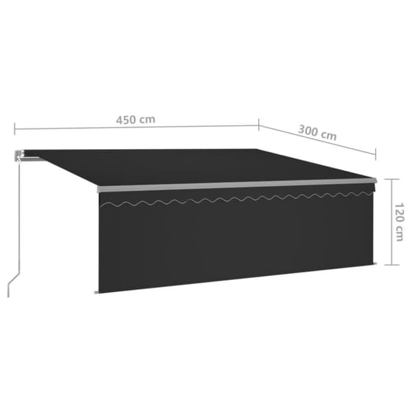 vidaXL Manuell markis med rullgardin 4,5x3m antracit