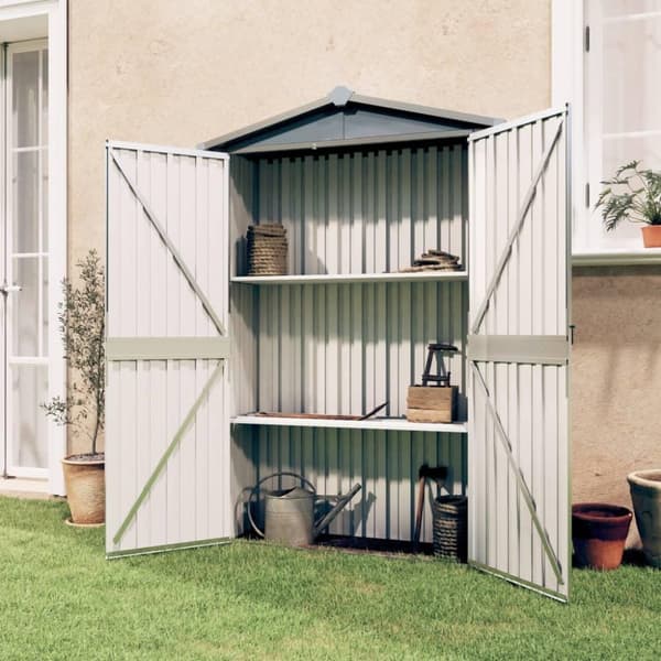 vidaXL haveskur 116x45x175 cm galvaniseret stål grå